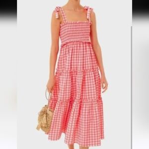 Tuckernuck Pomander Place Electric Pink Gingham Nellie Dress XL Smocked